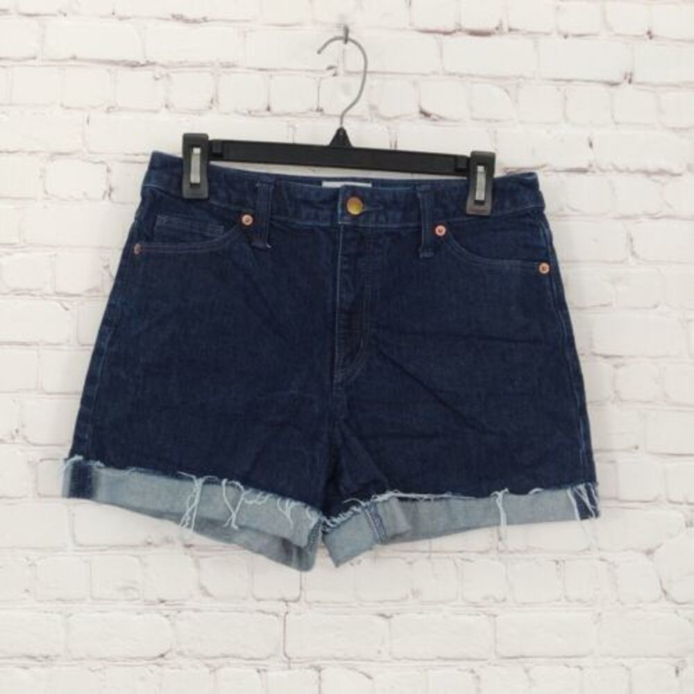 Universal Thread Shorts Womens 4/27 Blue Denim Vintage Midi Cuff Cut Off Stretch